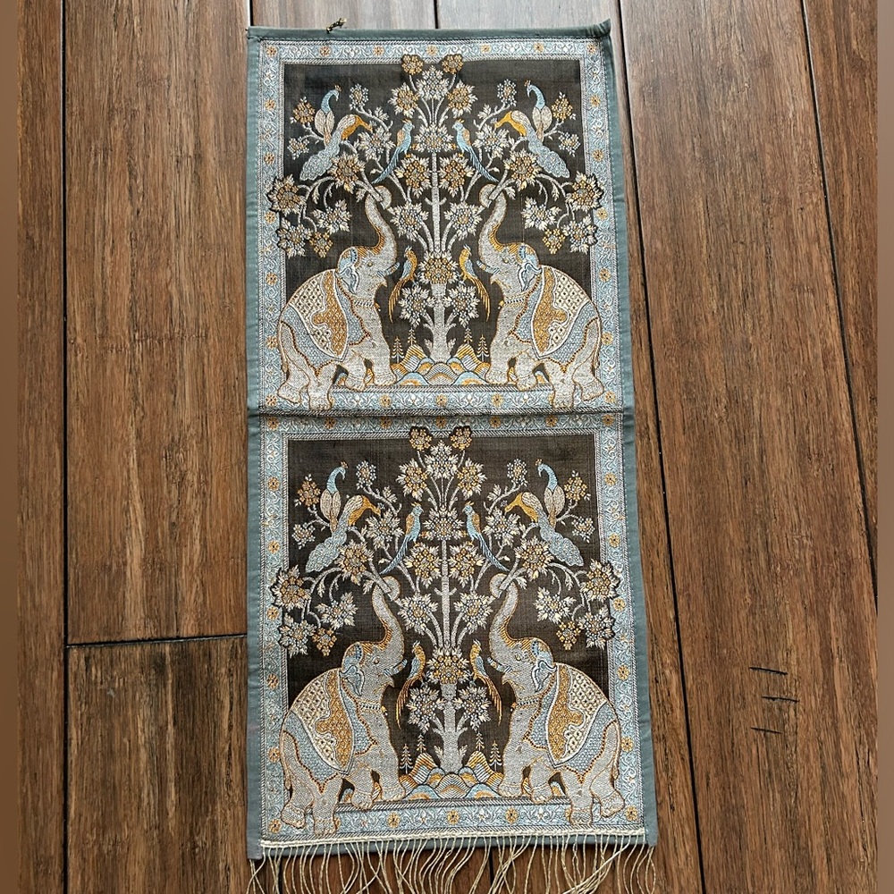 Indian Silk Elephant Tapestry Wall Hanging | made in India